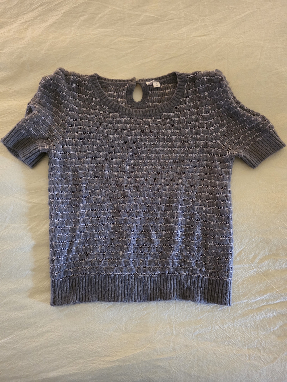 Frenchi Purple Grey Short-Sleeve Scoop Neck Sweater